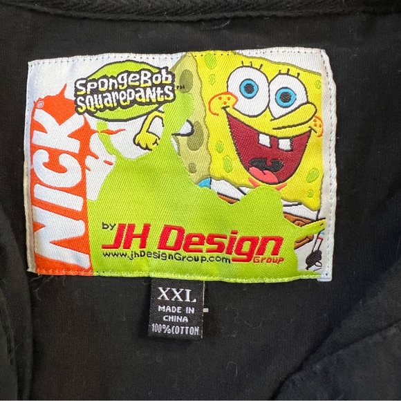 JH Design Spongebob black Gold Polo Sz XXL Shirt Nickelodeon All Over Print - Picture 6 of 6